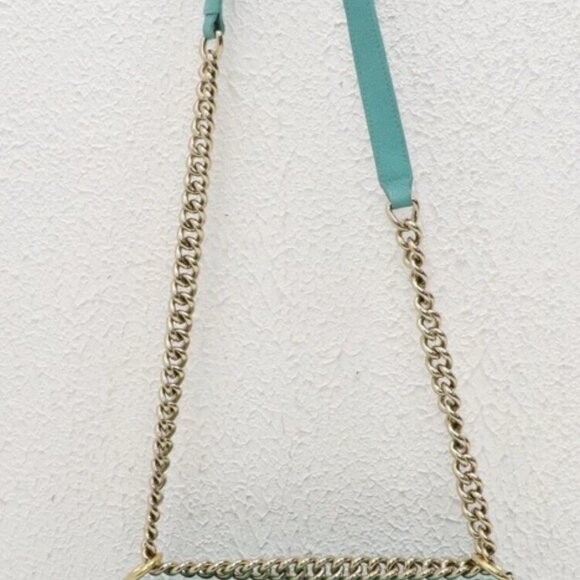 Chanel Caviar Chevron Quilted Medium Boy Flap Shoulder Bag - Turquoise - Picture 4 of 15